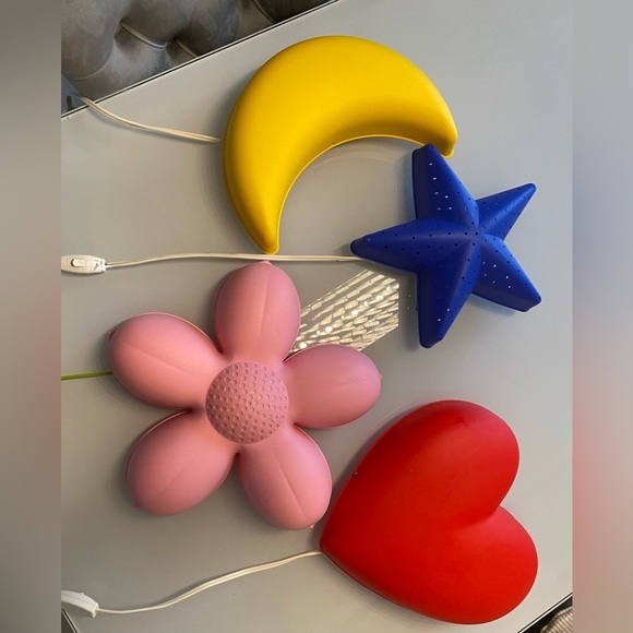 IKEA Kids Wall Lamps – Moon, Star, Flower & Heart – Set of 4 - Picture 3 of 8